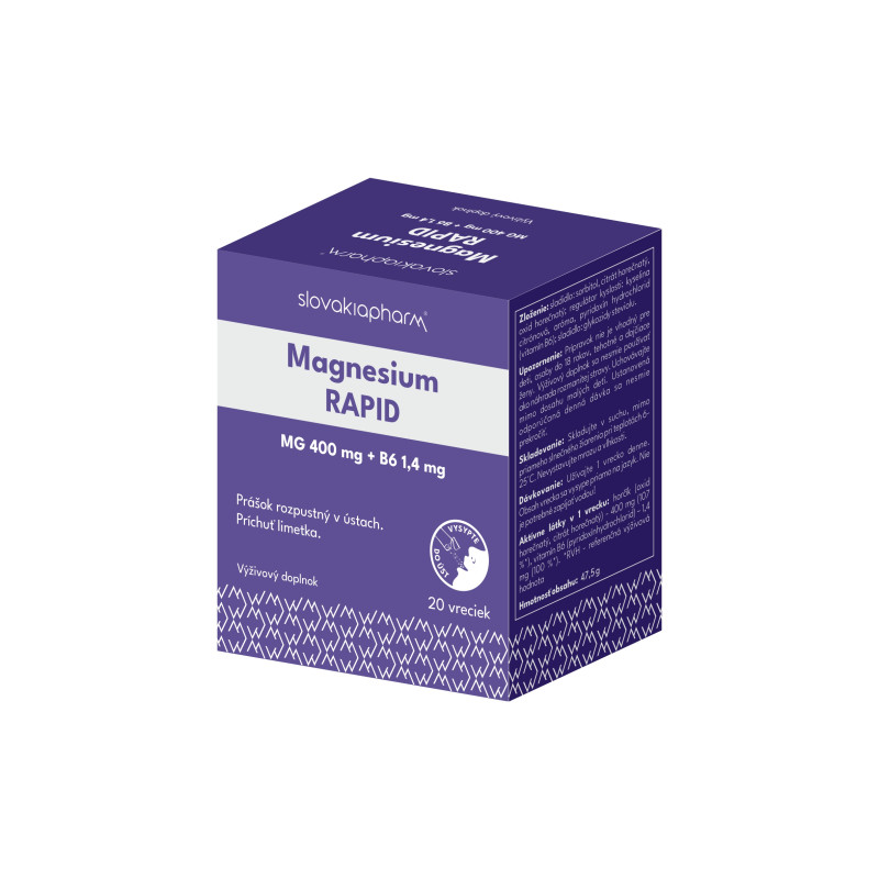 Slovakiapharm Magnesium RAPID prášok rozpustný v ústach, príchuť limetka, vrecká 20 ks